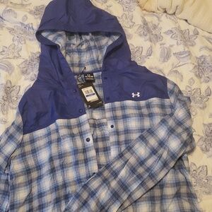 NWT Under Armour Blue and White Plaid Flannel Shirt